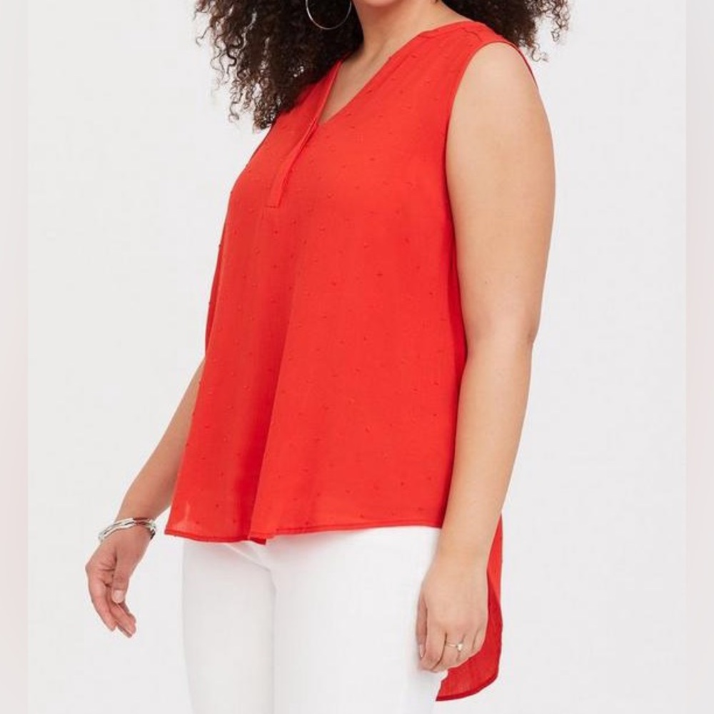 Torrid 1 Red Harper Swiss Dot Sleeveless Tunic Tank